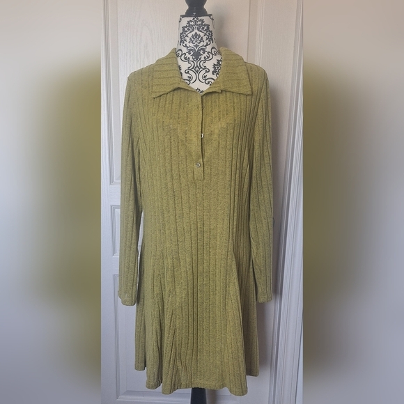 Cider 2X Olive Green Knit Dress - Picture 1 of 6